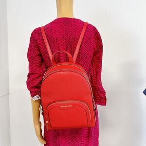Michael Kors 35S2G8TB2L Jaycee Medium Pebbled Leather Backpack IN BRIGHT RED